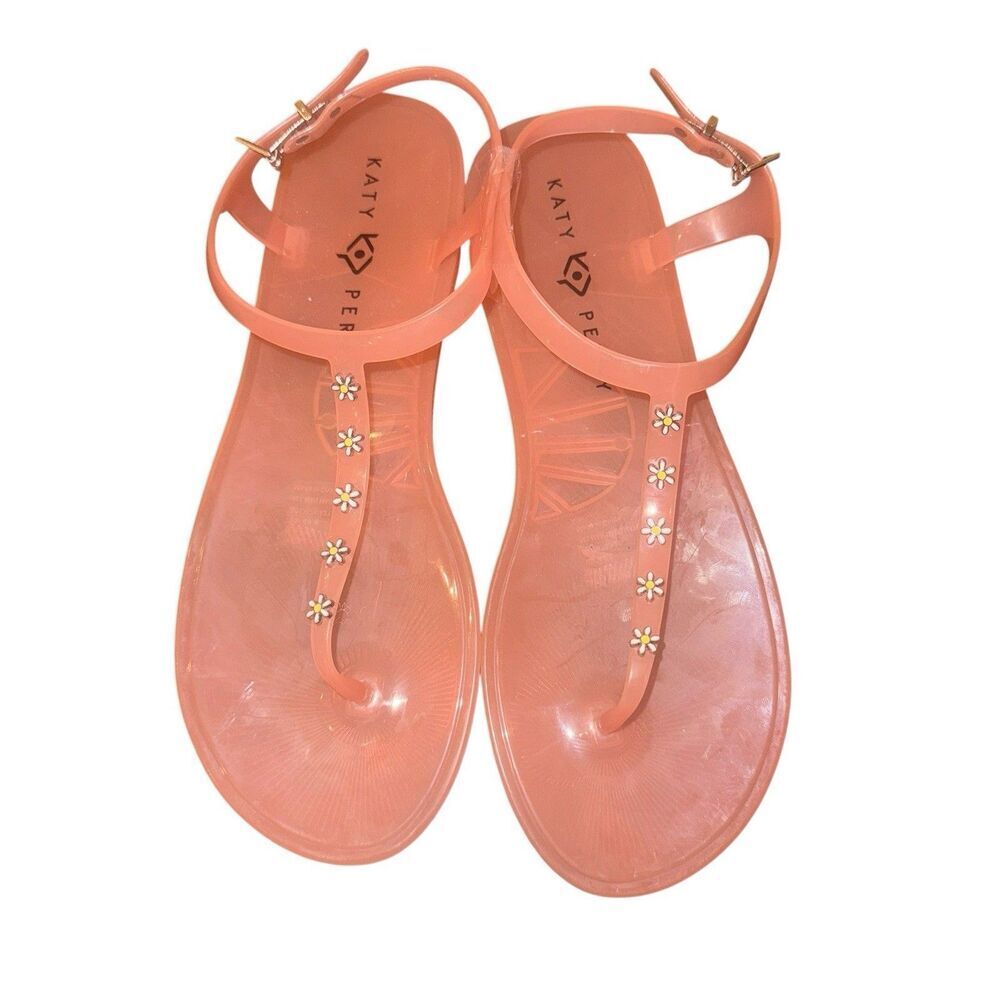 Katy Perry Women's The Geli-T Strap Flat Sandals, DAISY/OASIS PINK,  Size 10